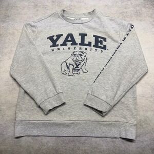 Yale University Bulldog Graphic Crewneck Mens Large Gray Sleeve Print Sweatshirt